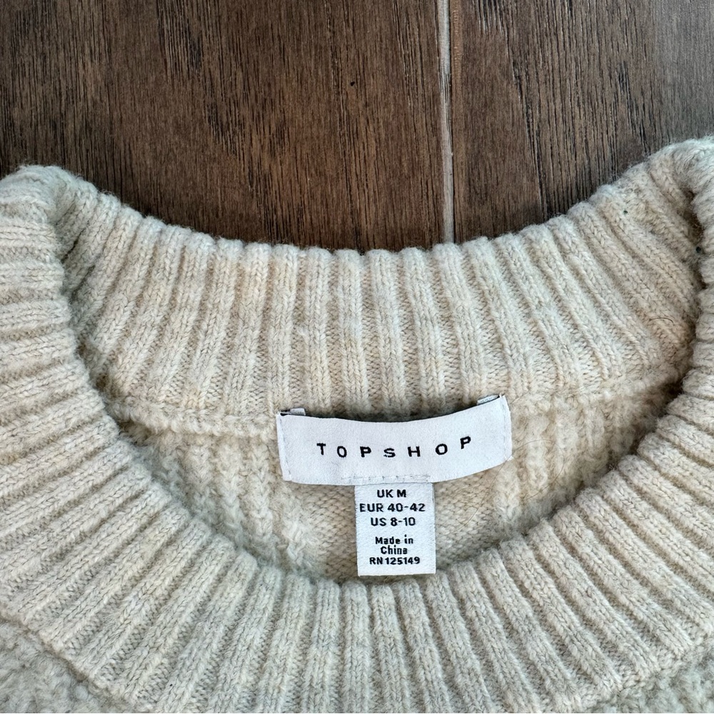Topshop Cozy Cream Crew Neck Sweater - Picture 3 of 9
